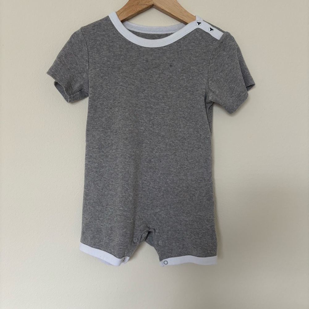 Burt's Bees Gray and White Cotton Romper 12M